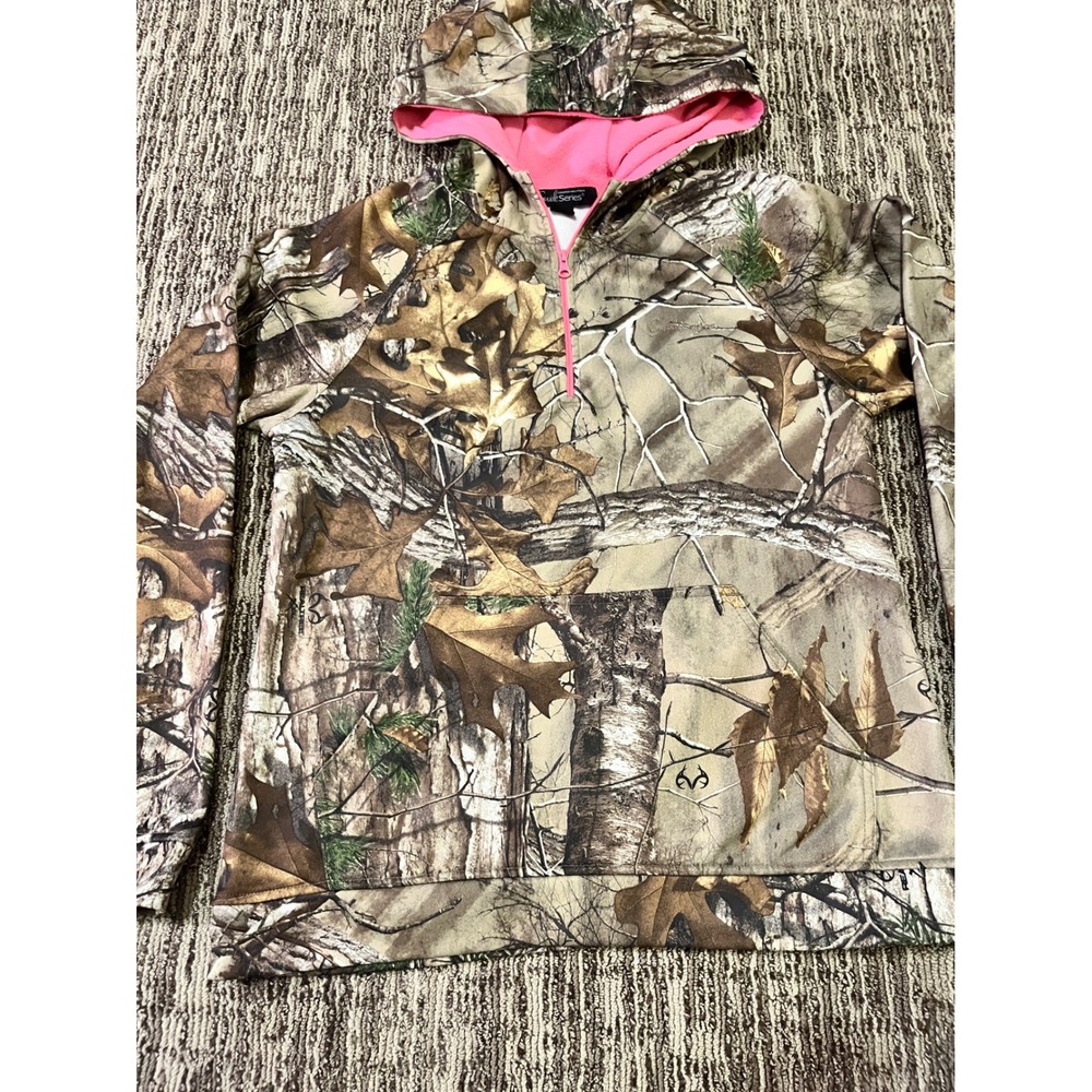 Gander Mountain Realtree Camo Pink Trim 1/4 Zip Hoodie Small women (181)